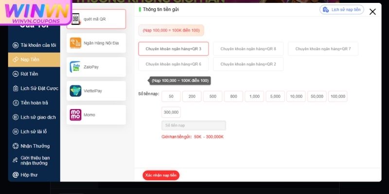 Đăng ký winvn 2 Nạp tiền bắt đầu trải nghiệm