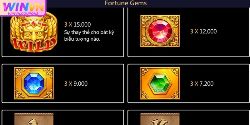 Fortune Gems WINVN - Khám Phá Ngọc Báu Và Cơ Hội Thắng Lớn 2 Biểu tượng Scatter
